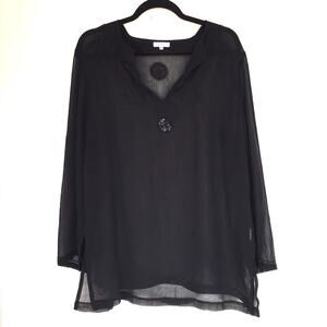 Balck women’s blouse beaded detailing EUC sz L/XL